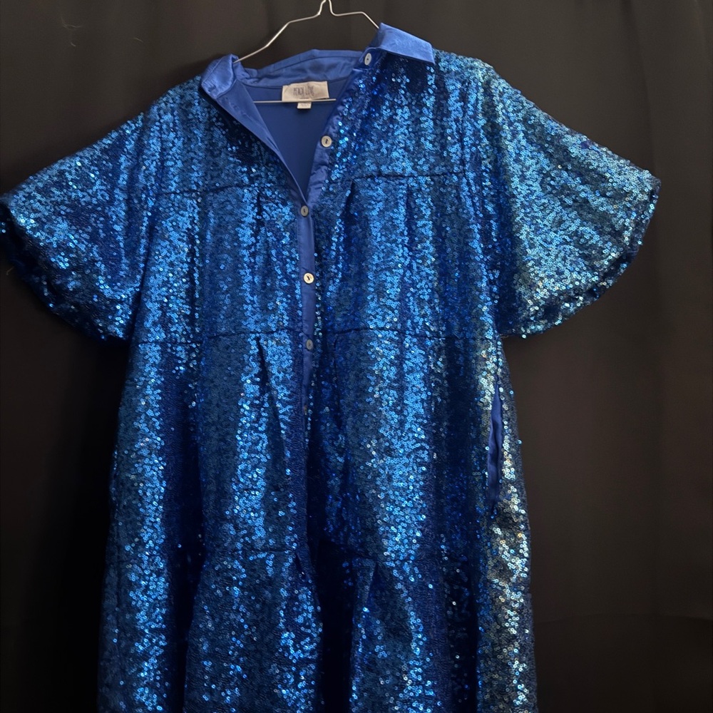 Peach Love California Royal Blue Sequin Shirt